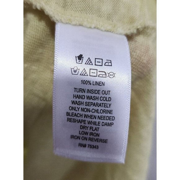 Tahari Women's Short Sleeve V Neck Pullover Top Asymmetrical Green Linen Sz M - Picture 6 of 9